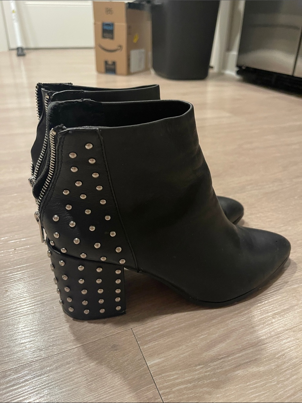 Steve Madden Black Studded Block Heel Booties